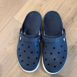 CROCS Dark Blue Clogs with White Soles